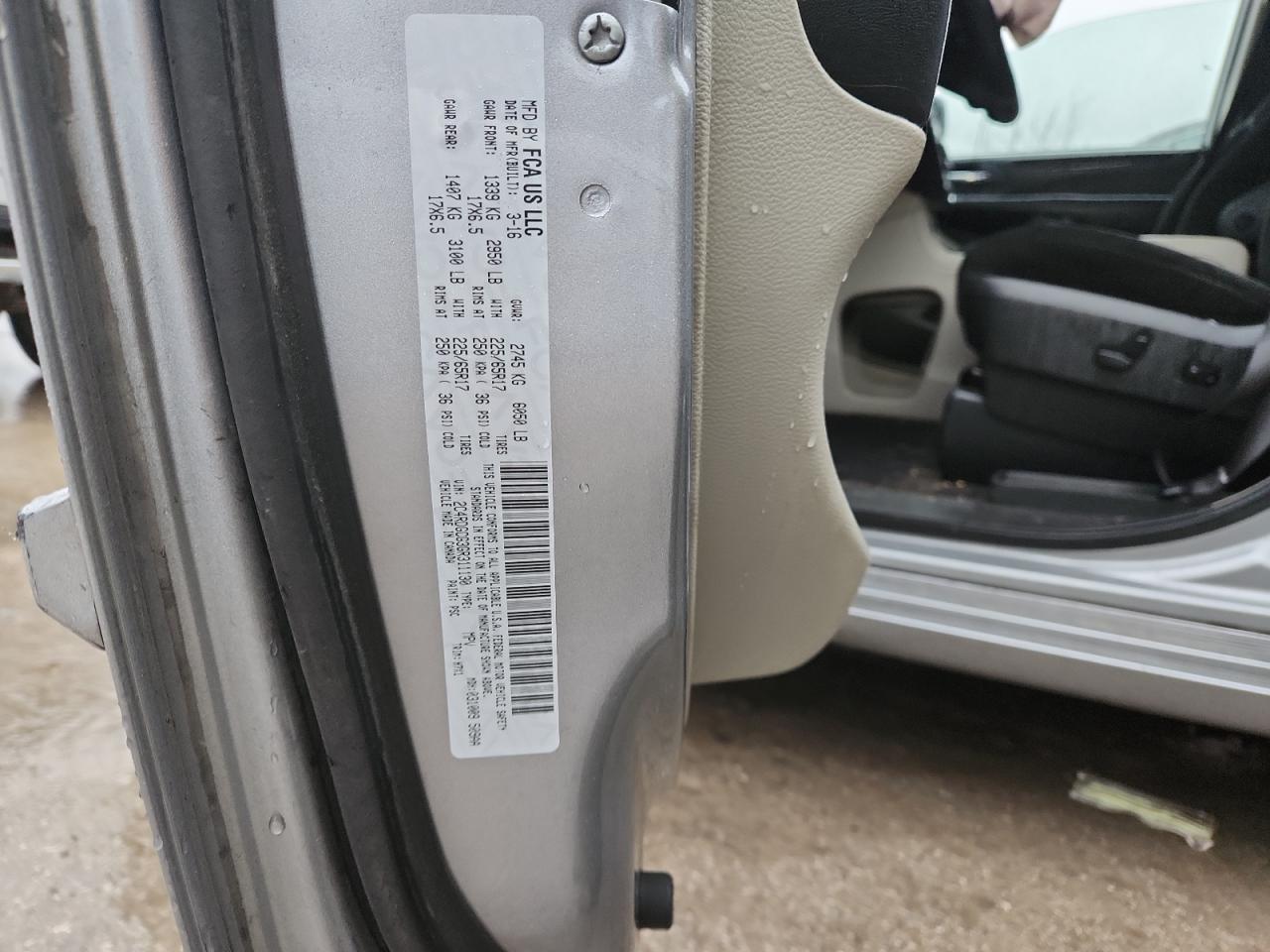 2016 Dodge Grand Caravan Sxt VIN: 2C4RDGCG3GR311130 Lot: 93366895