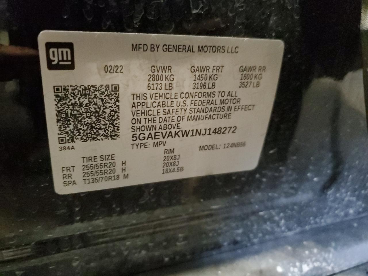 2022 Buick Enclave Essence VIN: 5GAEVAKW1NJ148272 Lot: 93327515