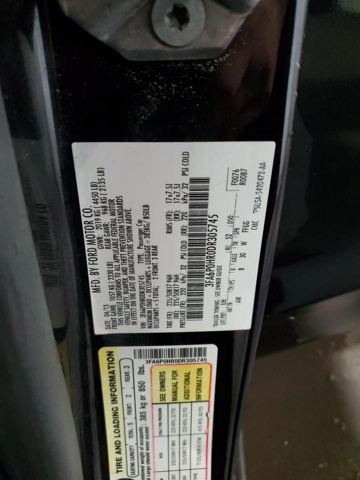 2013 Ford Fusion Se VIN: 3FA6P0HR0DR305745 Lot: 91986065