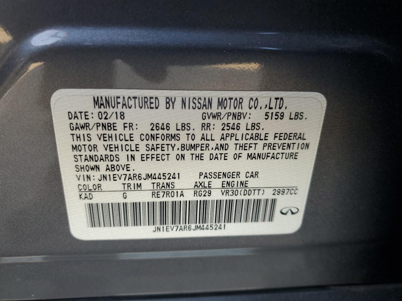 2018 Infiniti Q50 Luxe VIN: JN1EV7AR6JM445241 Lot: 91209725