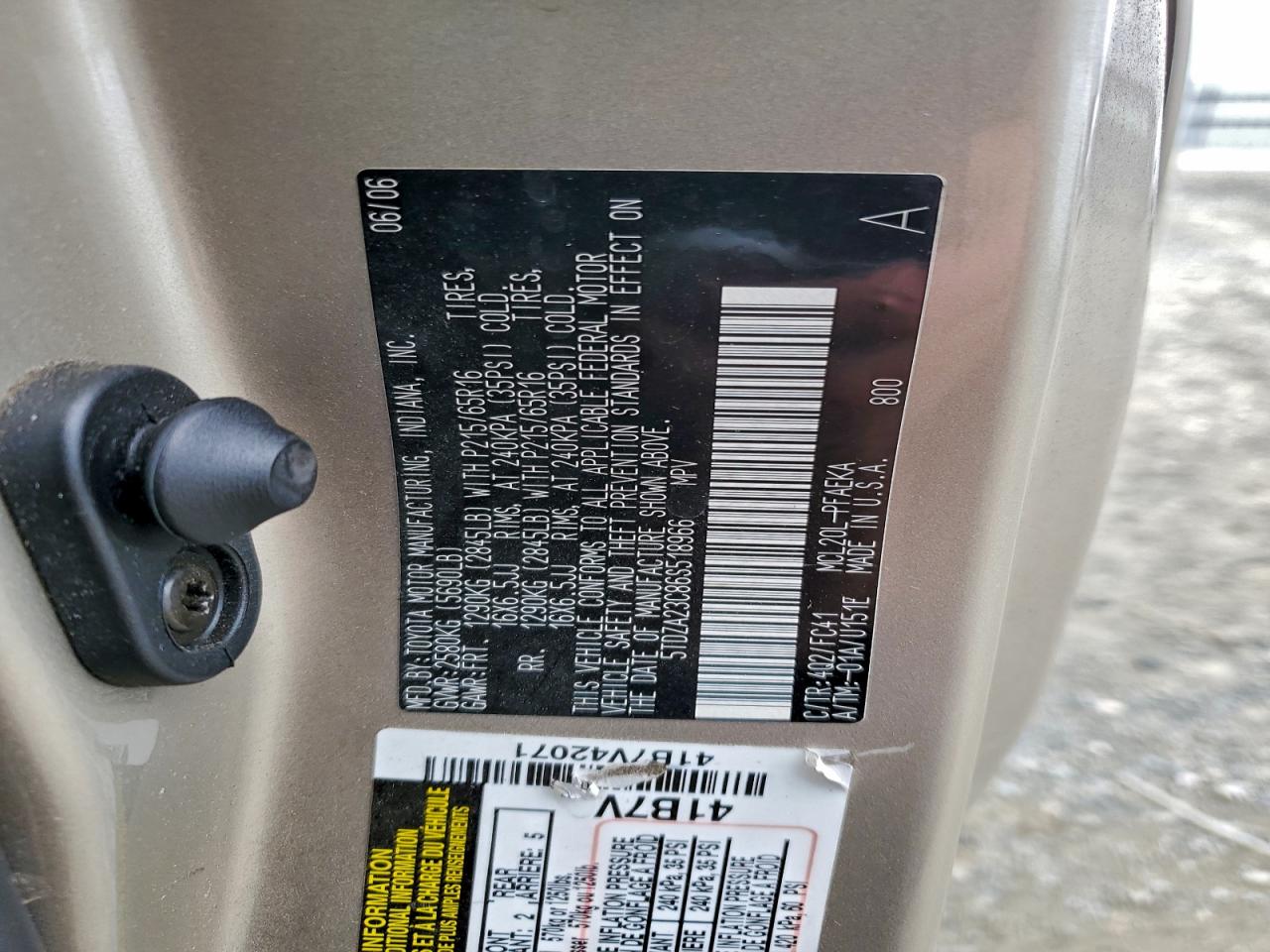 2006 Toyota Sienna Ce VIN: 5TDZA23C86S518966 Lot: 94360285