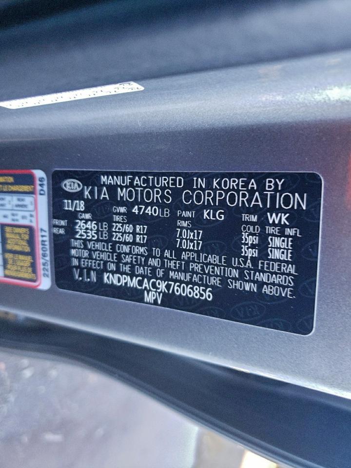 2019 Kia Sportage Lx VIN: KNDPMCAC9K7606856 Lot: 93687405