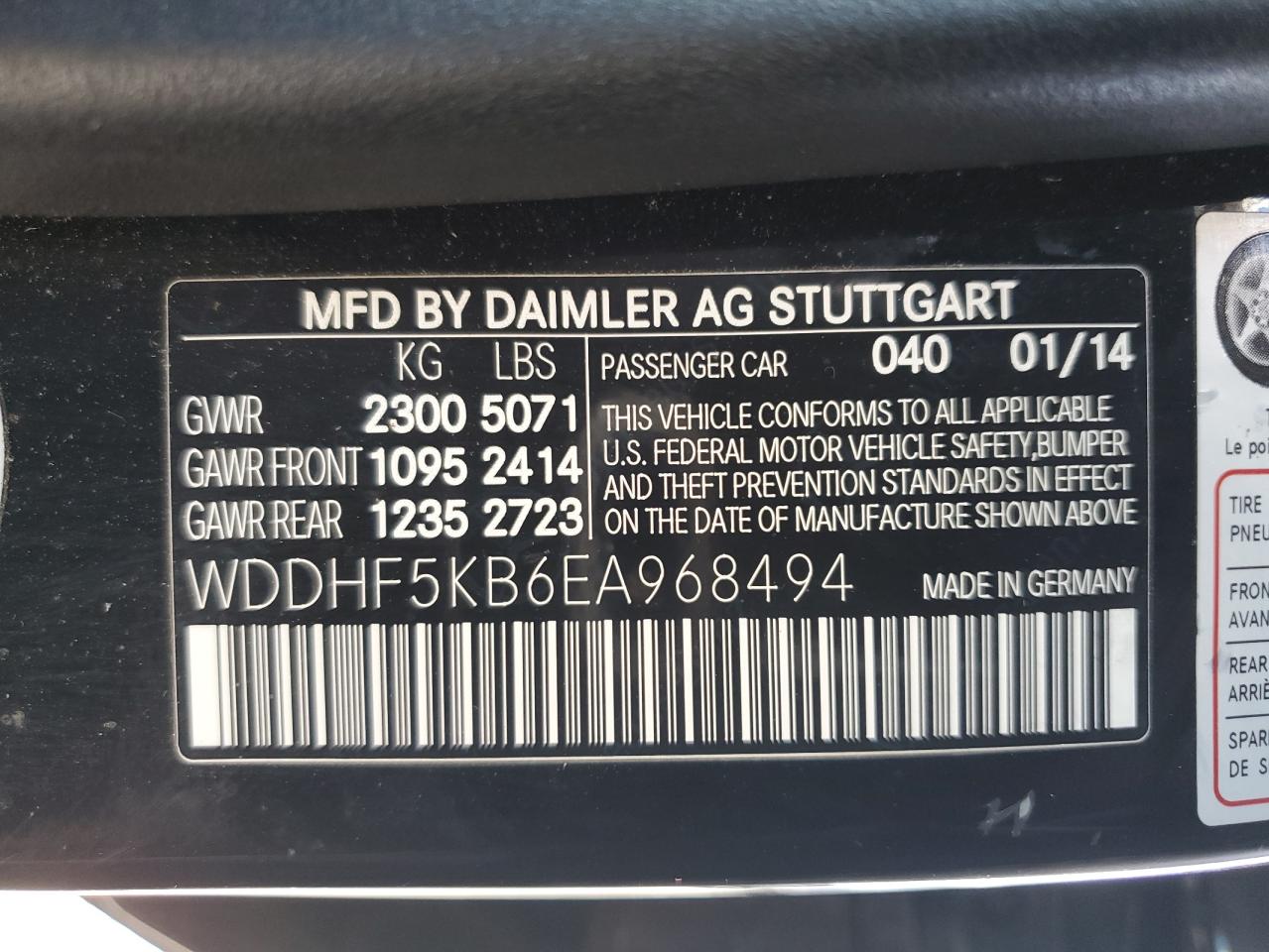 2014 Mercedes-Benz E 350 VIN: WDDHF5KB6EA968494 Lot: 93353385