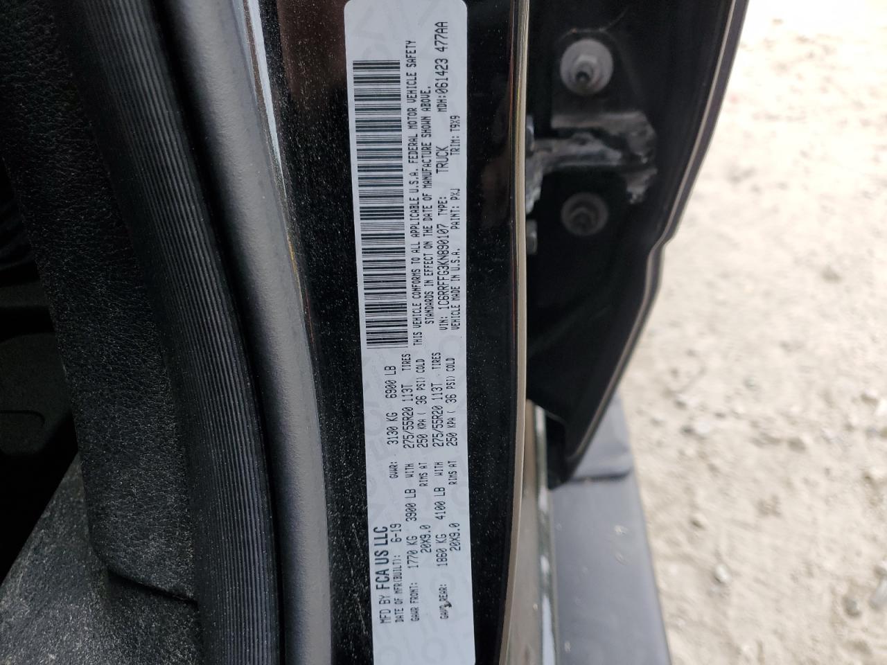 2019 Ram 1500 Big Horn/Lone Star VIN: 1C6RRFFG3KN890107 Lot: 91992135