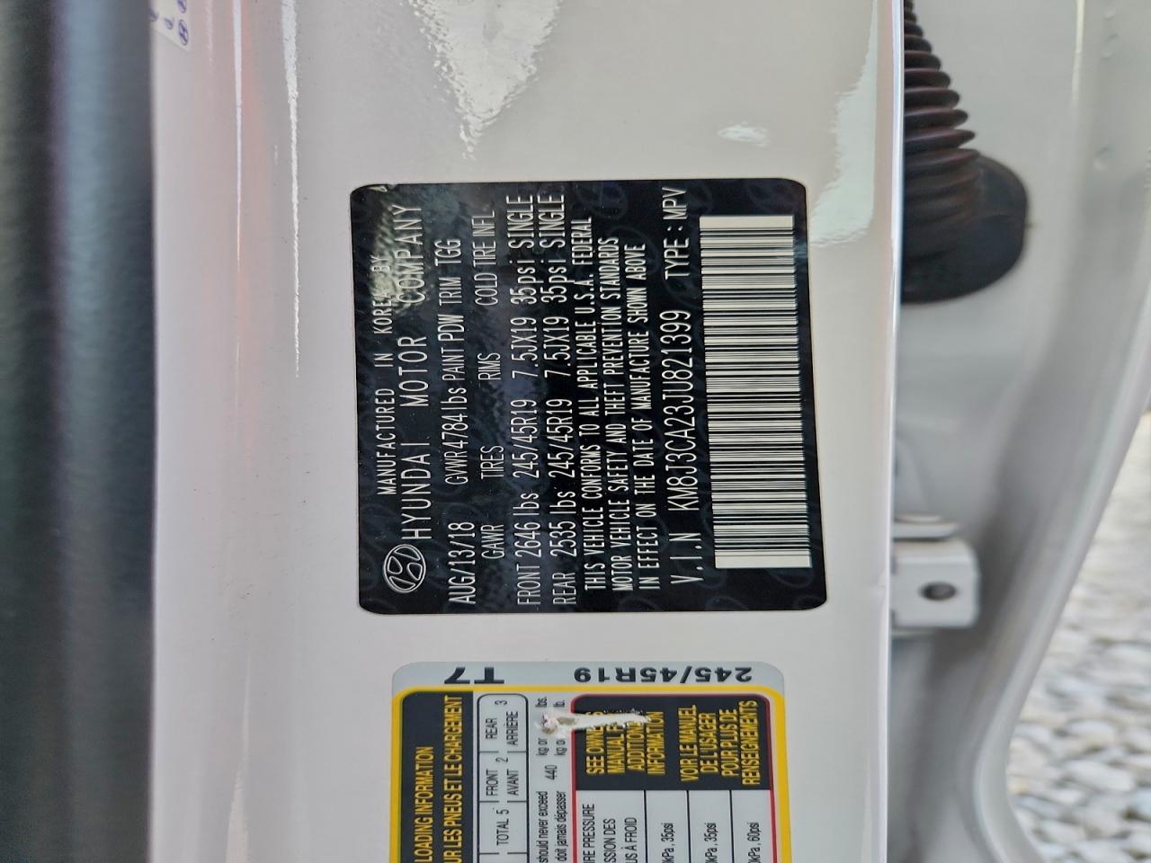 2018 Hyundai Tucson Value VIN: KM8J3CA23JU821399 Lot: 93821065