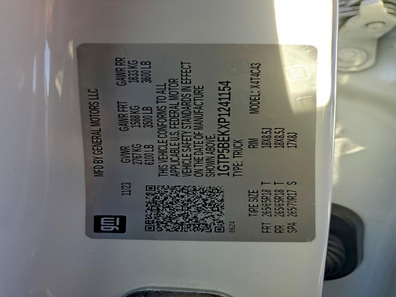 2023 GMC Canyon Elevation VIN: 1GTP5BEKXP1241154 Lot: 94568835