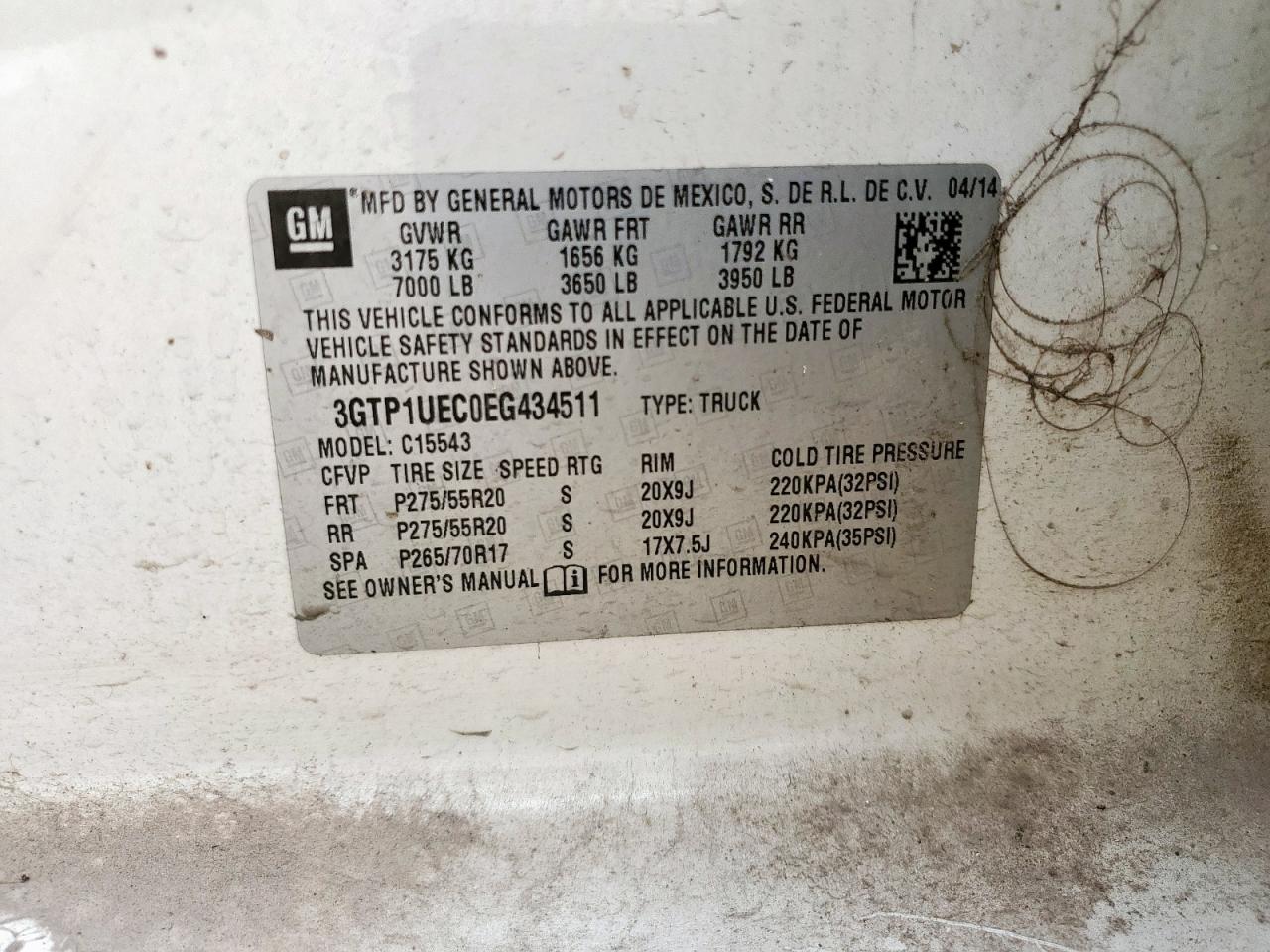 2014 GMC Sierra C1500 Sle VIN: 3GTP1UEC0EG434511 Lot: 93750755