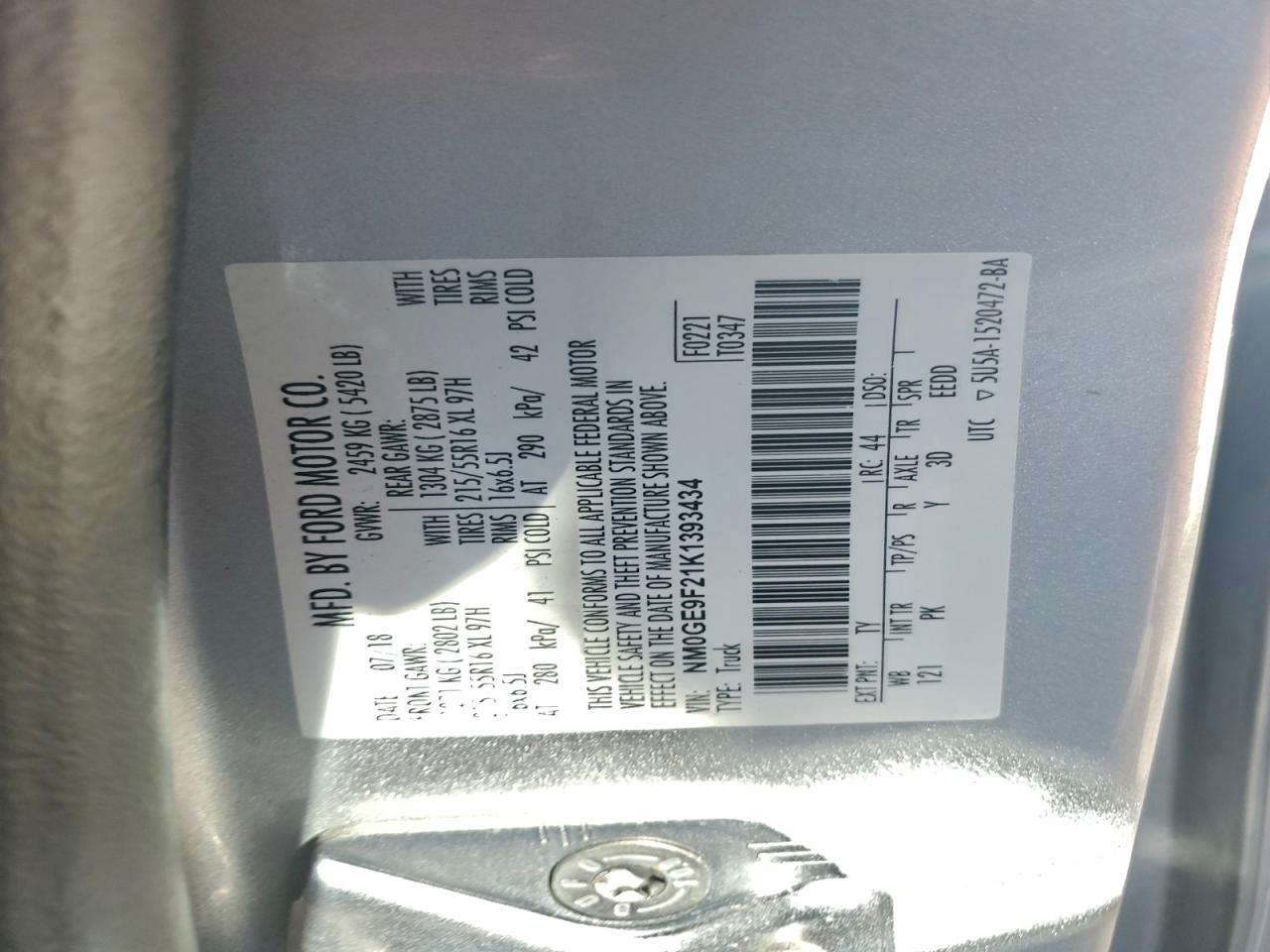 2019 Ford Transit Connect Xlt VIN: NM0GE9F21K1393434 Lot: 93769765