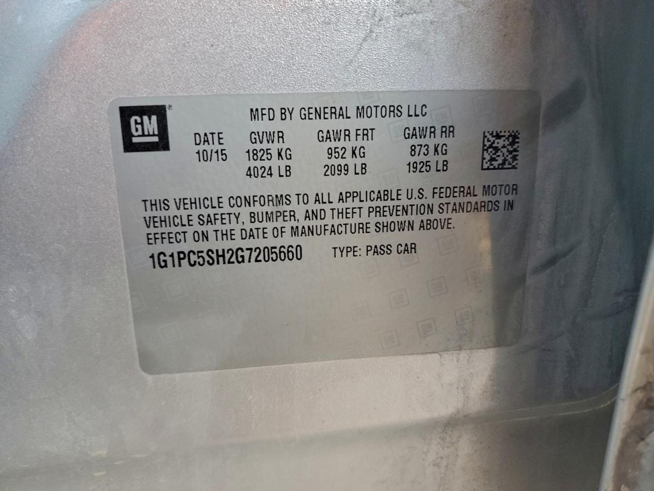 2016 Chevrolet Cruze Limited Ls VIN: 1G1PC5SH2G7205660 Lot: 94508245