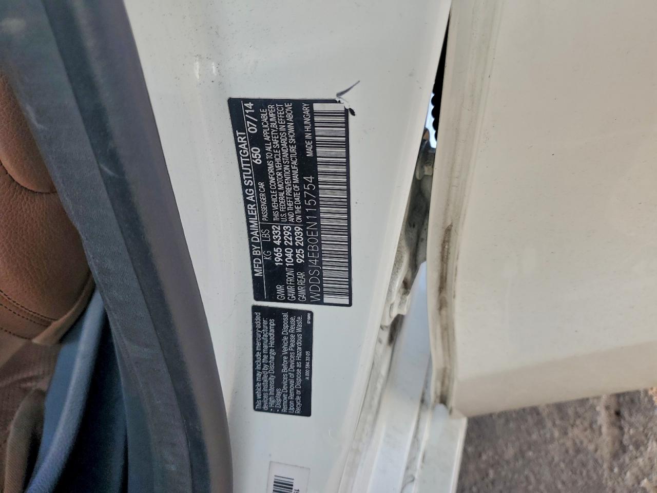 2014 Mercedes-Benz Cla 250 VIN: WDDSJ4EB0EN115754 Lot: 93187075