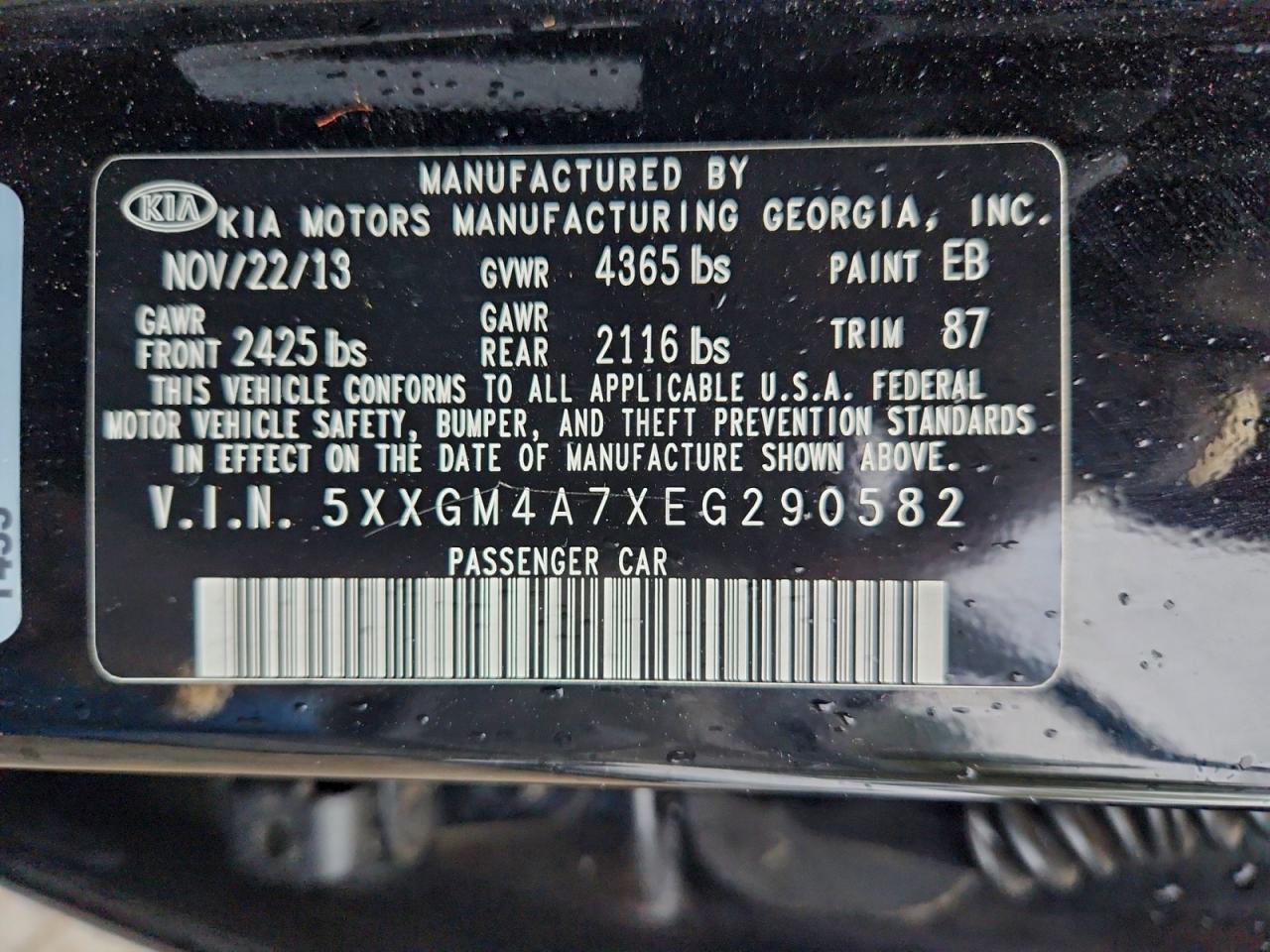 2014 Kia Optima Lx VIN: 5XXGM4A7XEG290582 Lot: 93765305