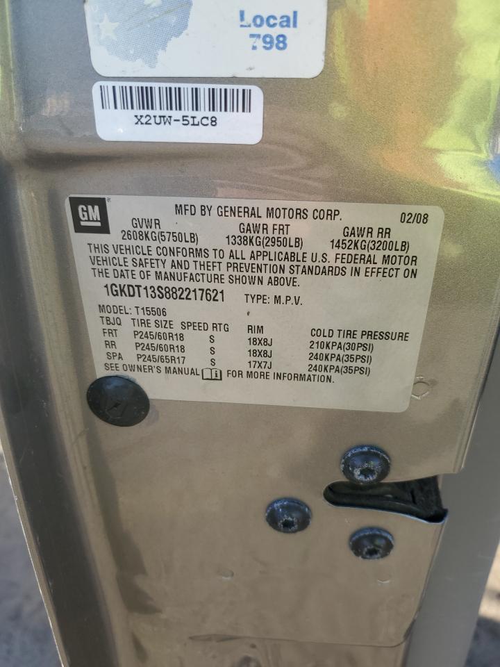 2008 GMC Envoy VIN: 1GKDT13S882217621 Lot: 92730265