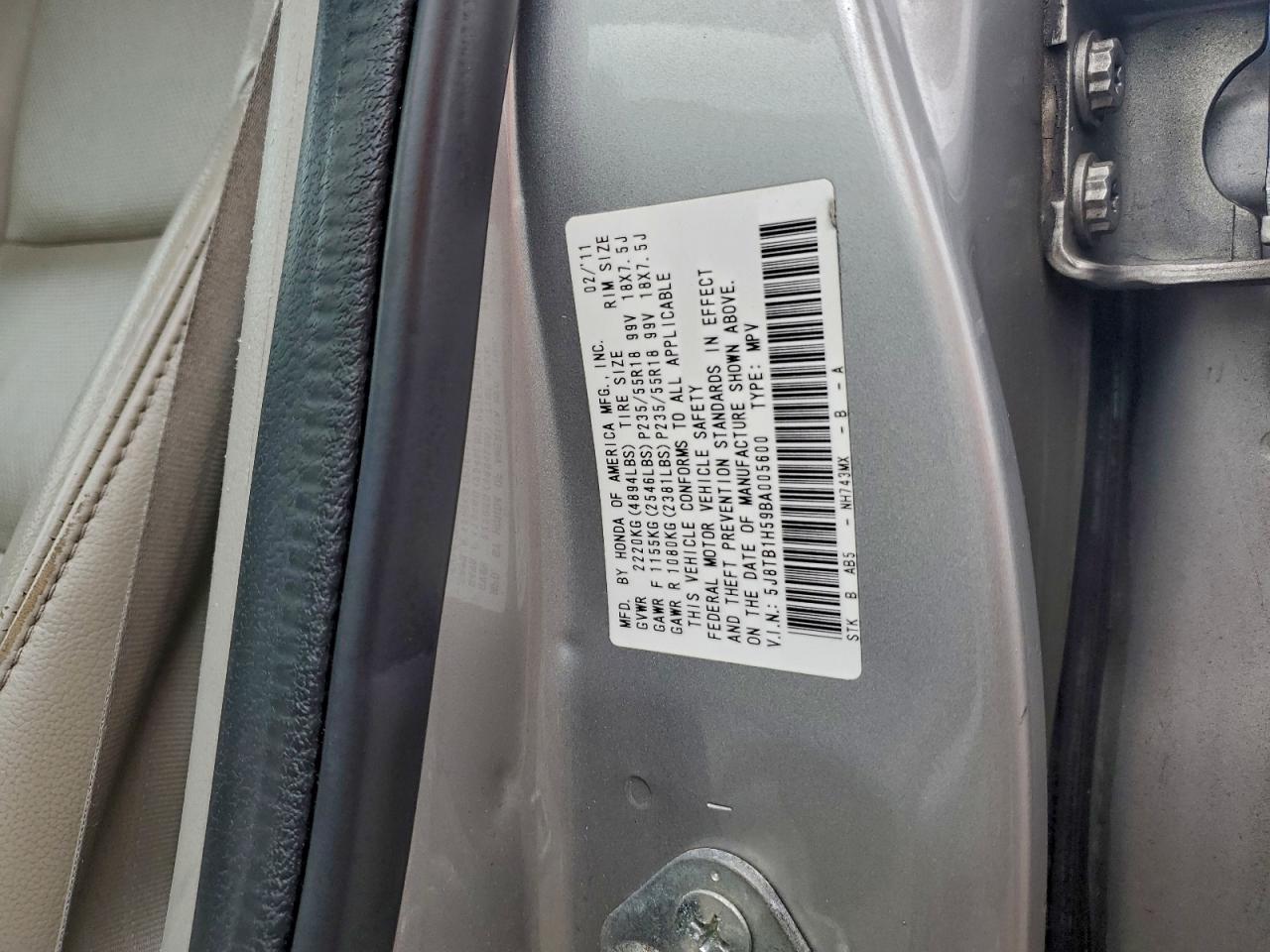 2011 Acura Rdx Technology VIN: 5J8TB1H59BA005600 Lot: 93626385