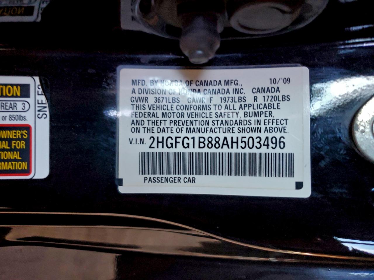 2010 Honda Civic Ex VIN: 2HGFG1B88AH503496 Lot: 94872735