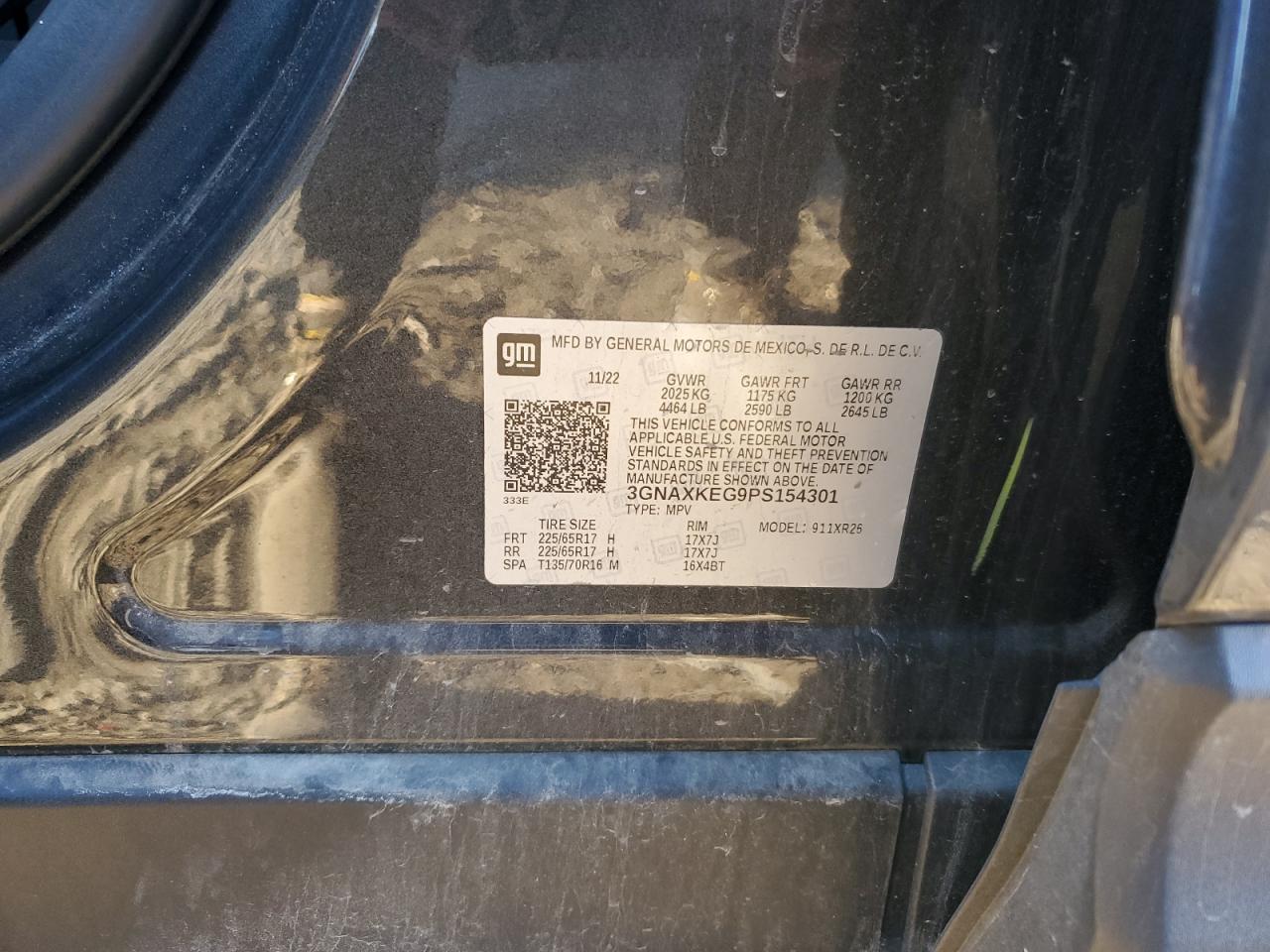 2023 Chevrolet Equinox Lt VIN: 3GNAXKEG9PS154301 Lot: 92678555