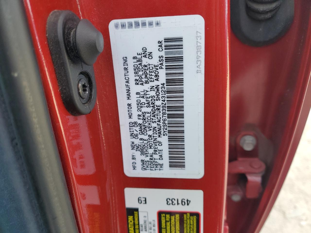 2009 Pontiac Vibe VIN: 5Y2SP67839Z431234 Lot: 91417675