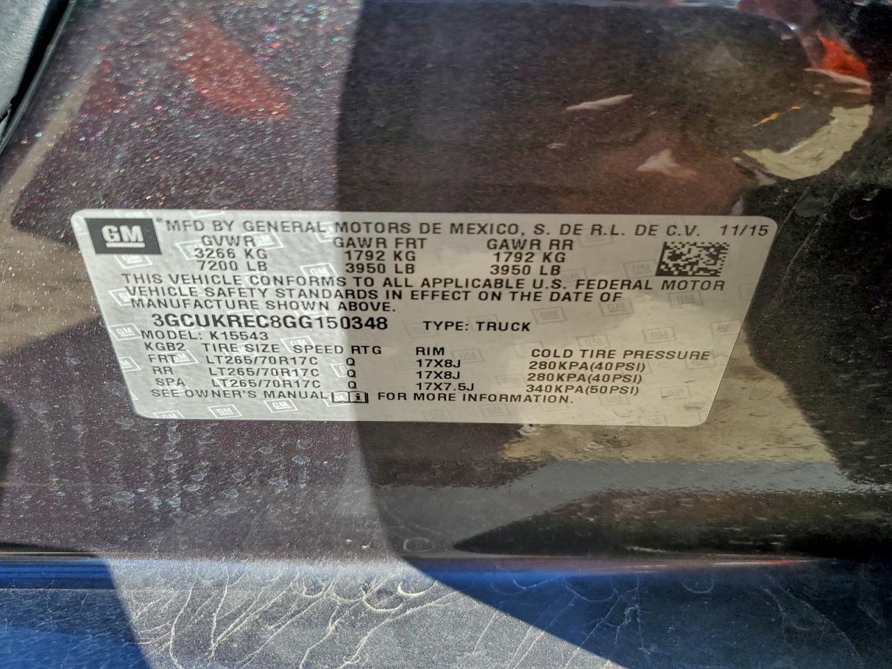 2016 Chevrolet Silverado K1500 Lt VIN: 3GCUKREC8GG150348 Lot: 94448435