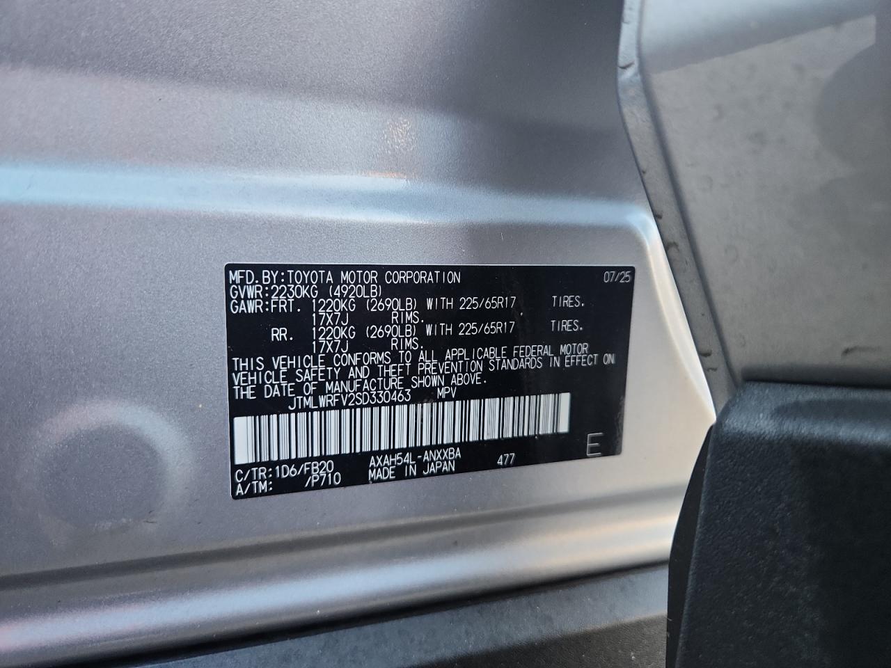 2025 Toyota Rav4 Le VIN: JTMLWRFV2SD330463 Lot: 92571205