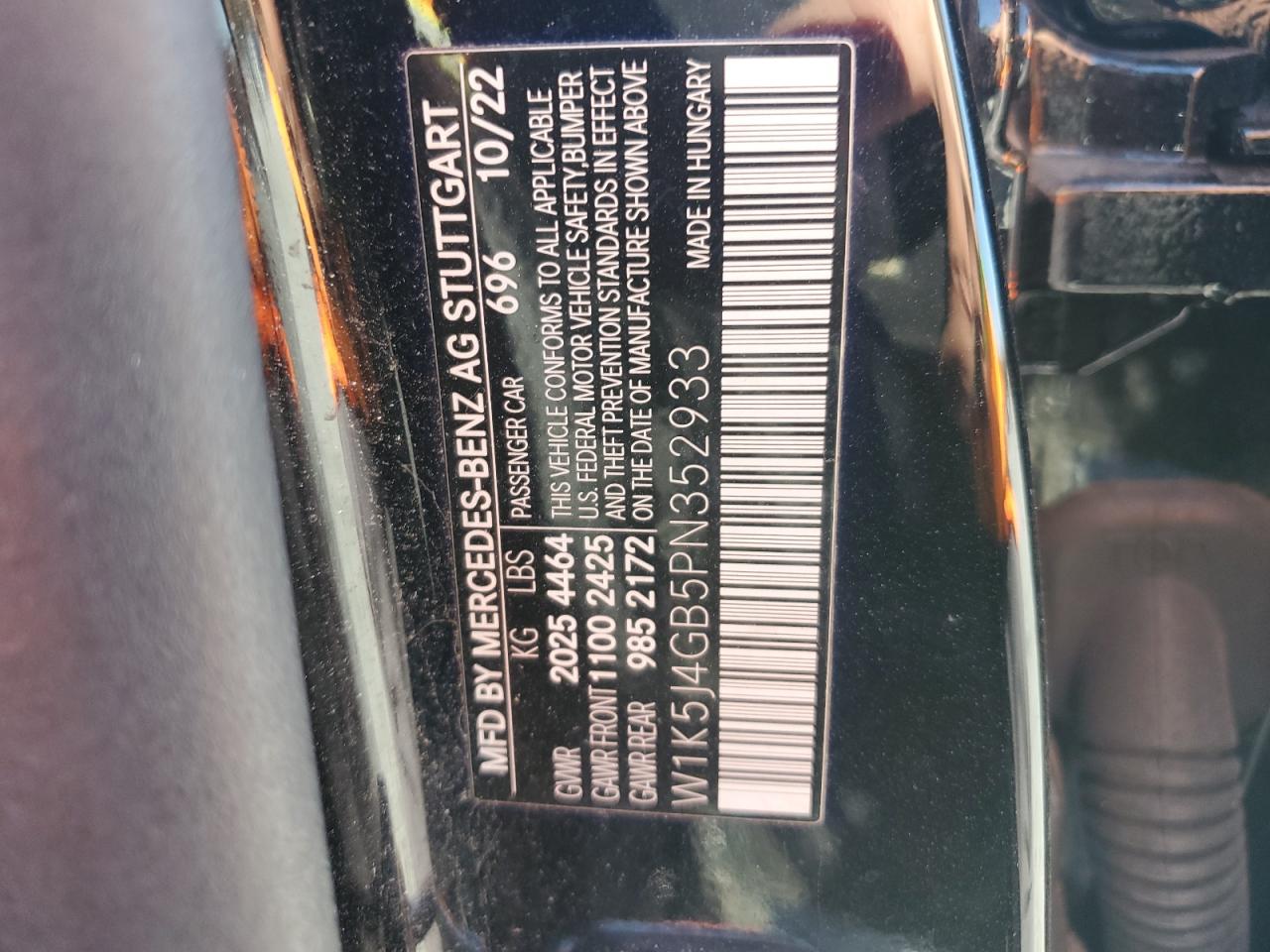 2023 Mercedes-Benz Cla 250 VIN: W1K5J4GB5PN352933 Lot: 92206195