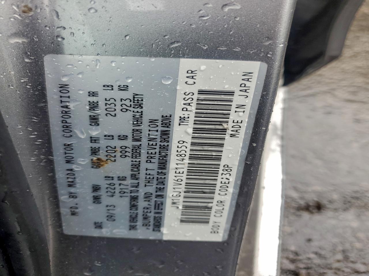 2014 Mazda 6 Touring VIN: JM1GJ1V61E1148559 Lot: 94312905