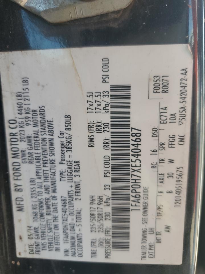 2014 Ford Fusion Se VIN: 1FA6P0H7XE5404687 Lot: 90989015