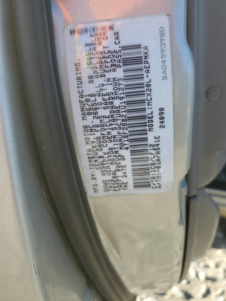 2001 Toyota Avalon Xl VIN: 4T1BF28B21U191273 Lot: 91894775