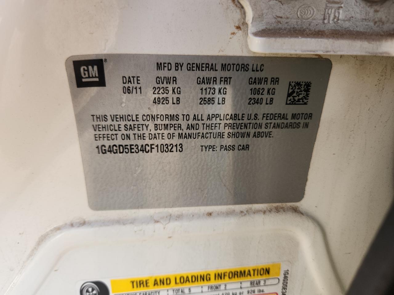 2012 Buick Lacrosse Premium VIN: 1G4GD5E34CF103213 Lot: 92638605