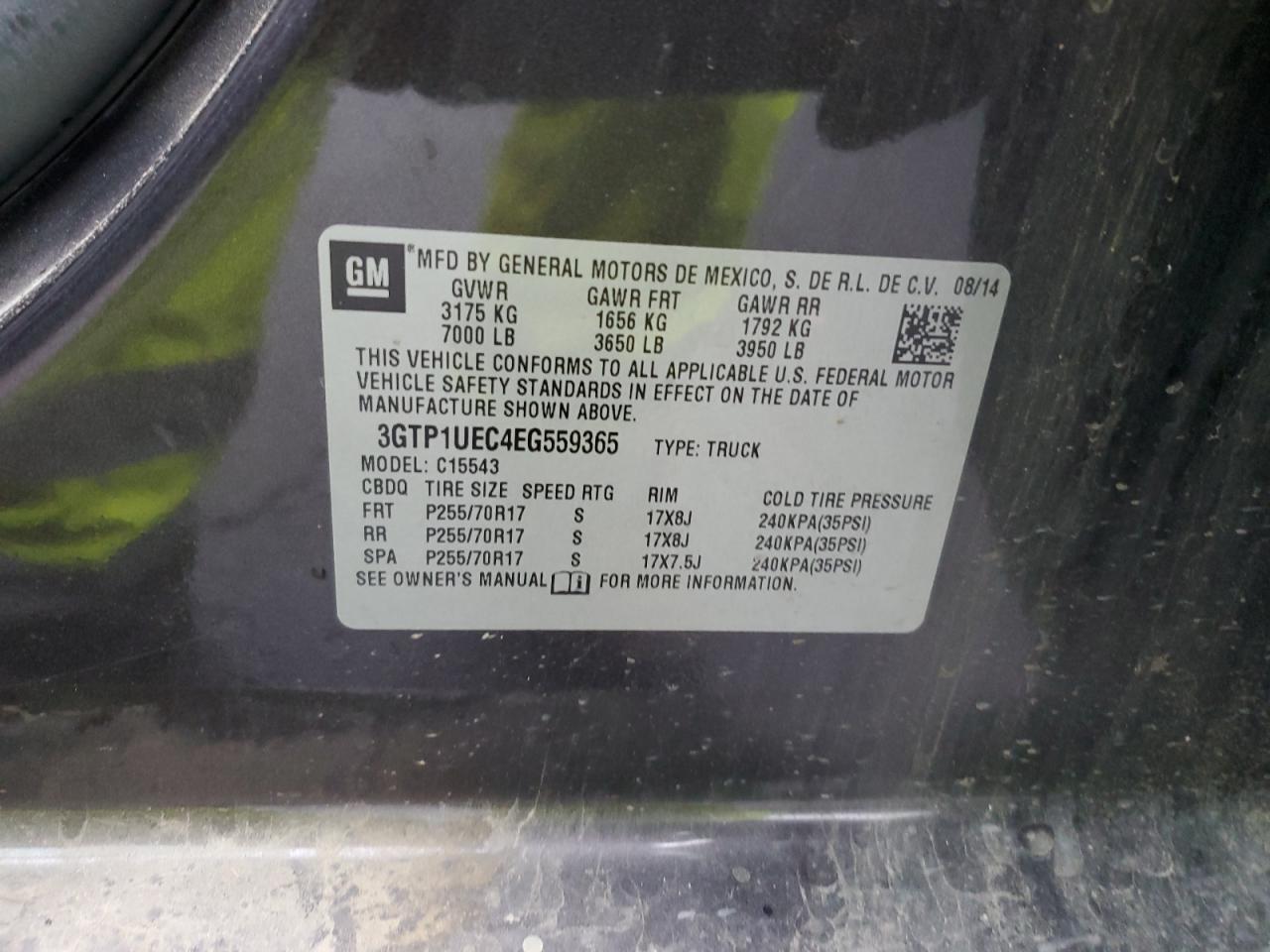 2014 GMC Sierra C1500 Sle VIN: 3GTP1UEC4EG559365 Lot: 93707465