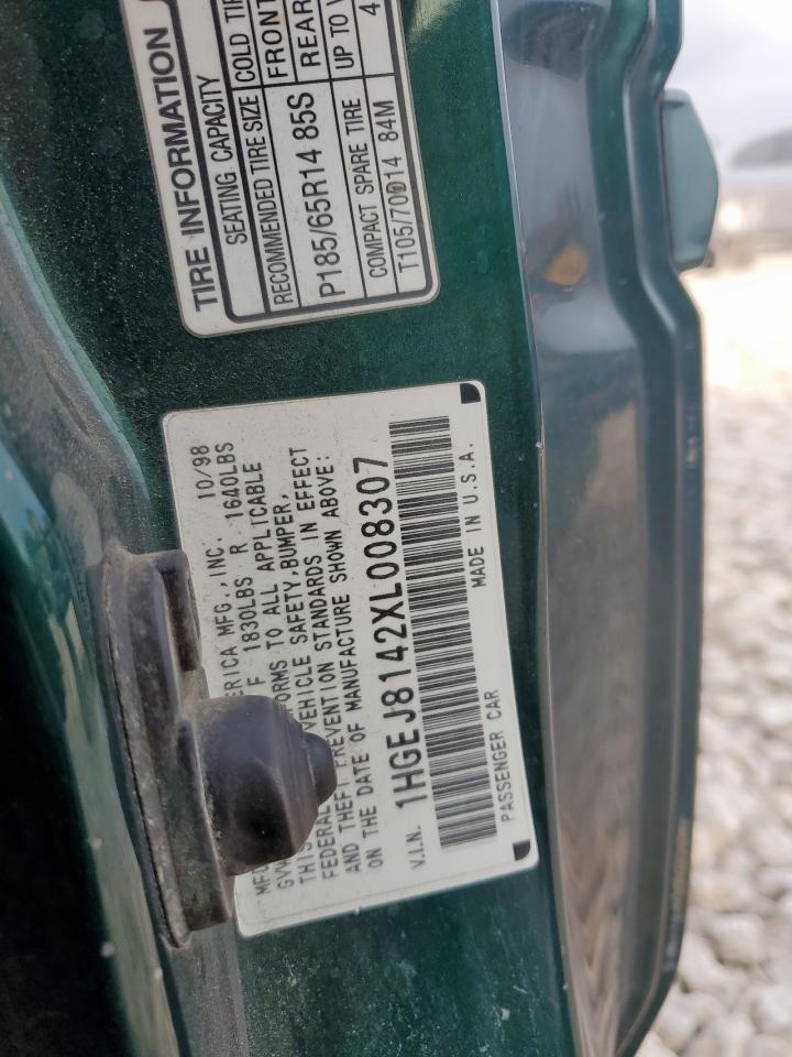 1999 Honda Civic Ex VIN: 1HGEJ8142XL008307 Lot: 93622725