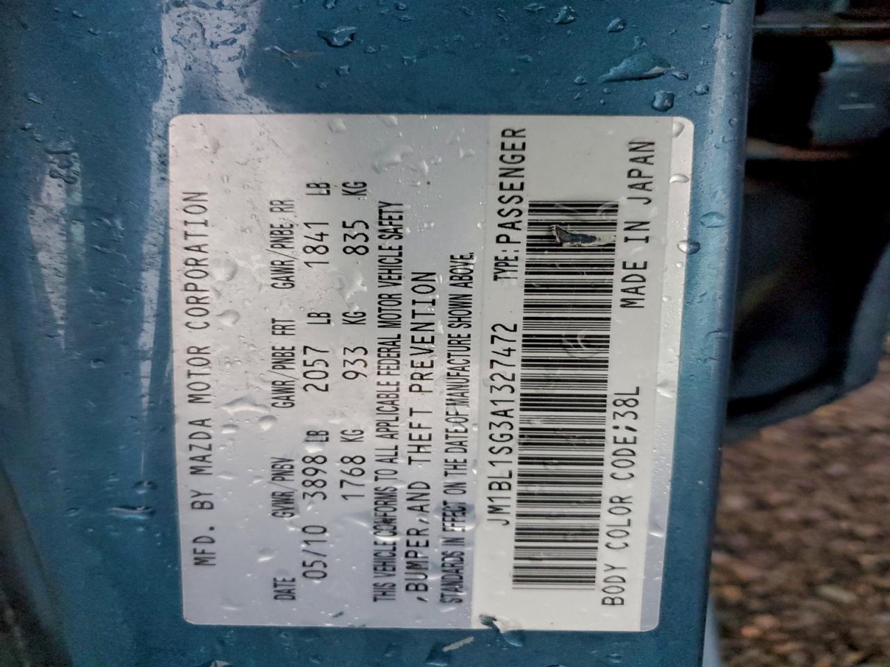 2010 Mazda 3 I VIN: JM1BL1SG3A1327472 Lot: 93913905