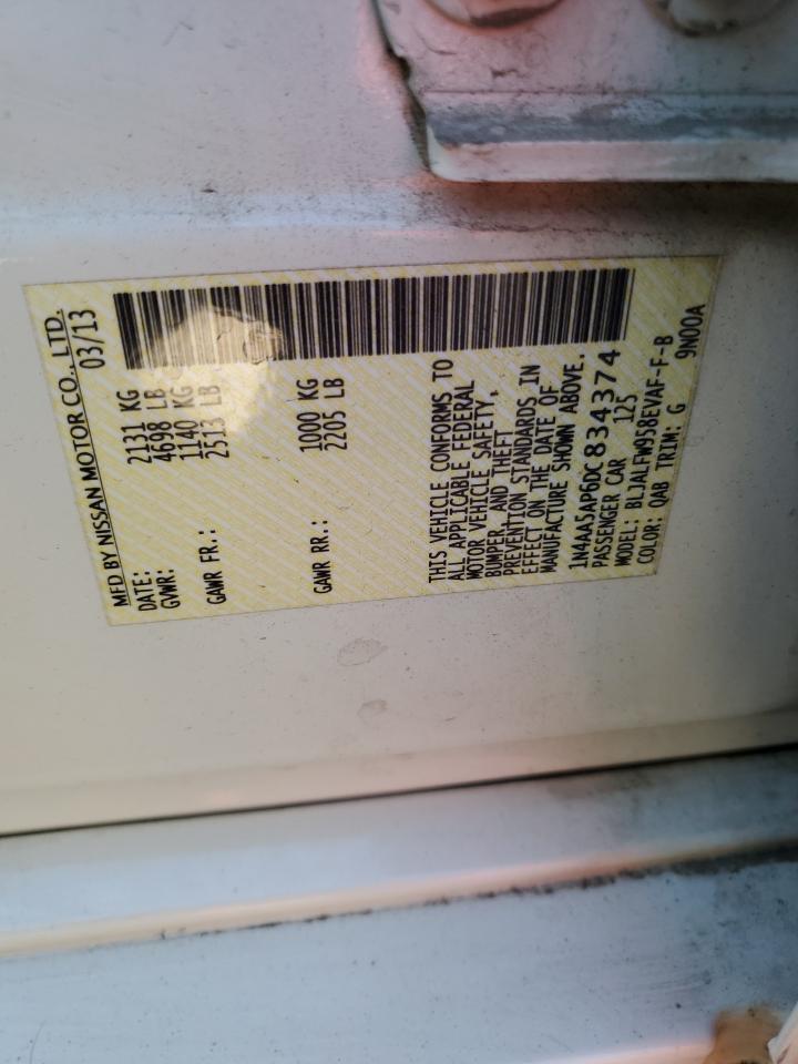 2013 Nissan Maxima S VIN: 1N4AA5AP6DC834374 Lot: 92781615