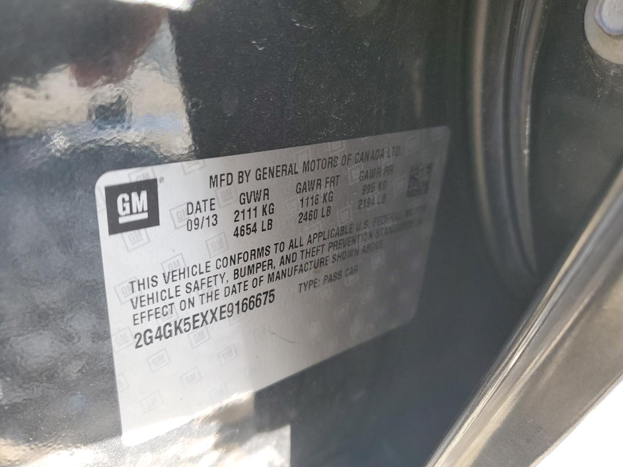 2014 Buick Regal VIN: 2G4GK5EXXE9166675 Lot: 92359735