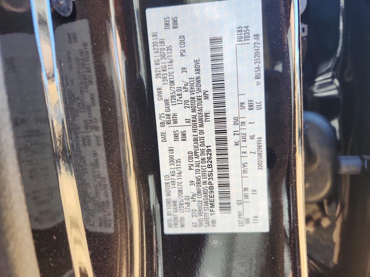 2025 Ford Bronco Badlands VIN: 1FMEE9BP3SLB26291 Lot: 91853765