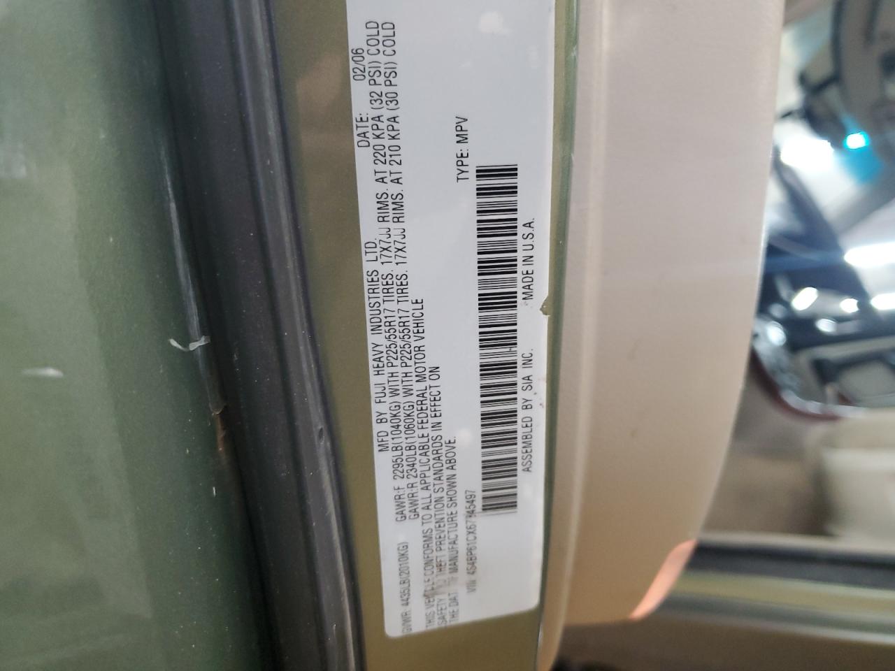 2006 Subaru Legacy Outback 2.5I VIN: 4S4BP61CX67345497 Lot: 93102815