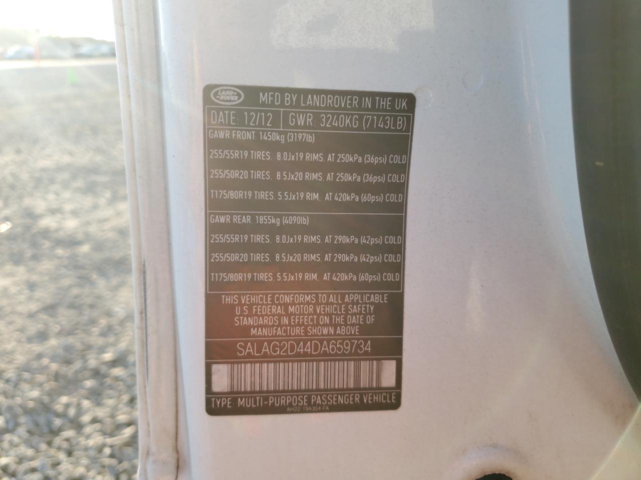 2013 Land Rover Lr4 Hse VIN: SALAG2D44DA659734 Lot: 91921605