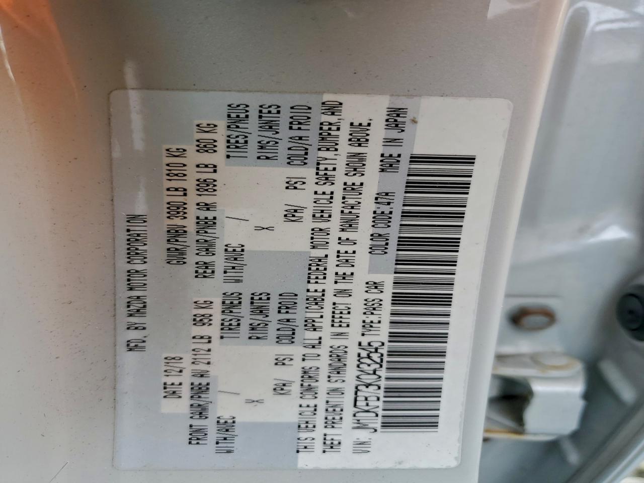 2019 Mazda Cx-3 Sport VIN: JM1DKFB73K0432545 Lot: 93924195