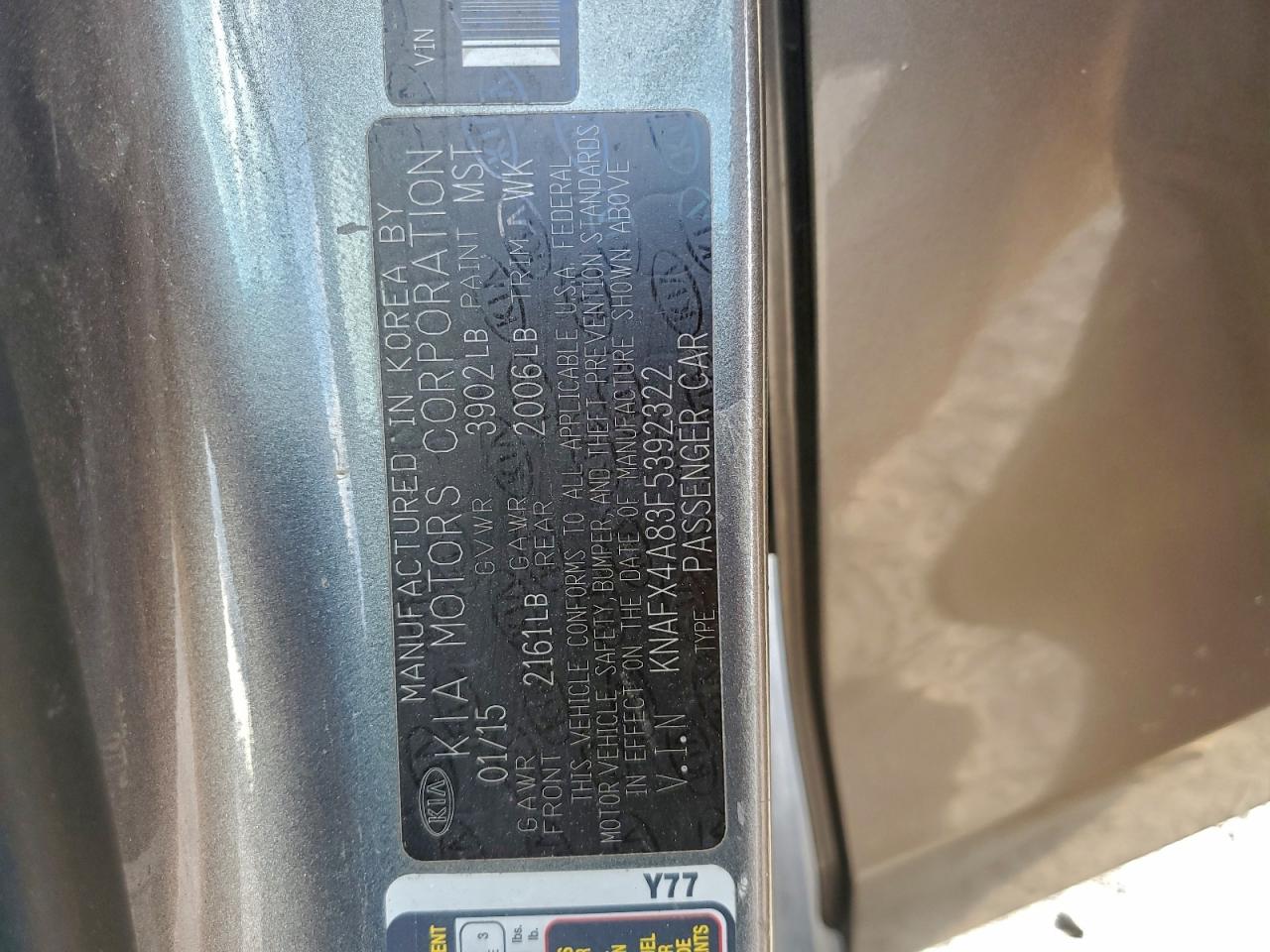 2015 Kia Forte Ex VIN: KNAFX4A83F5392322 Lot: 94107075