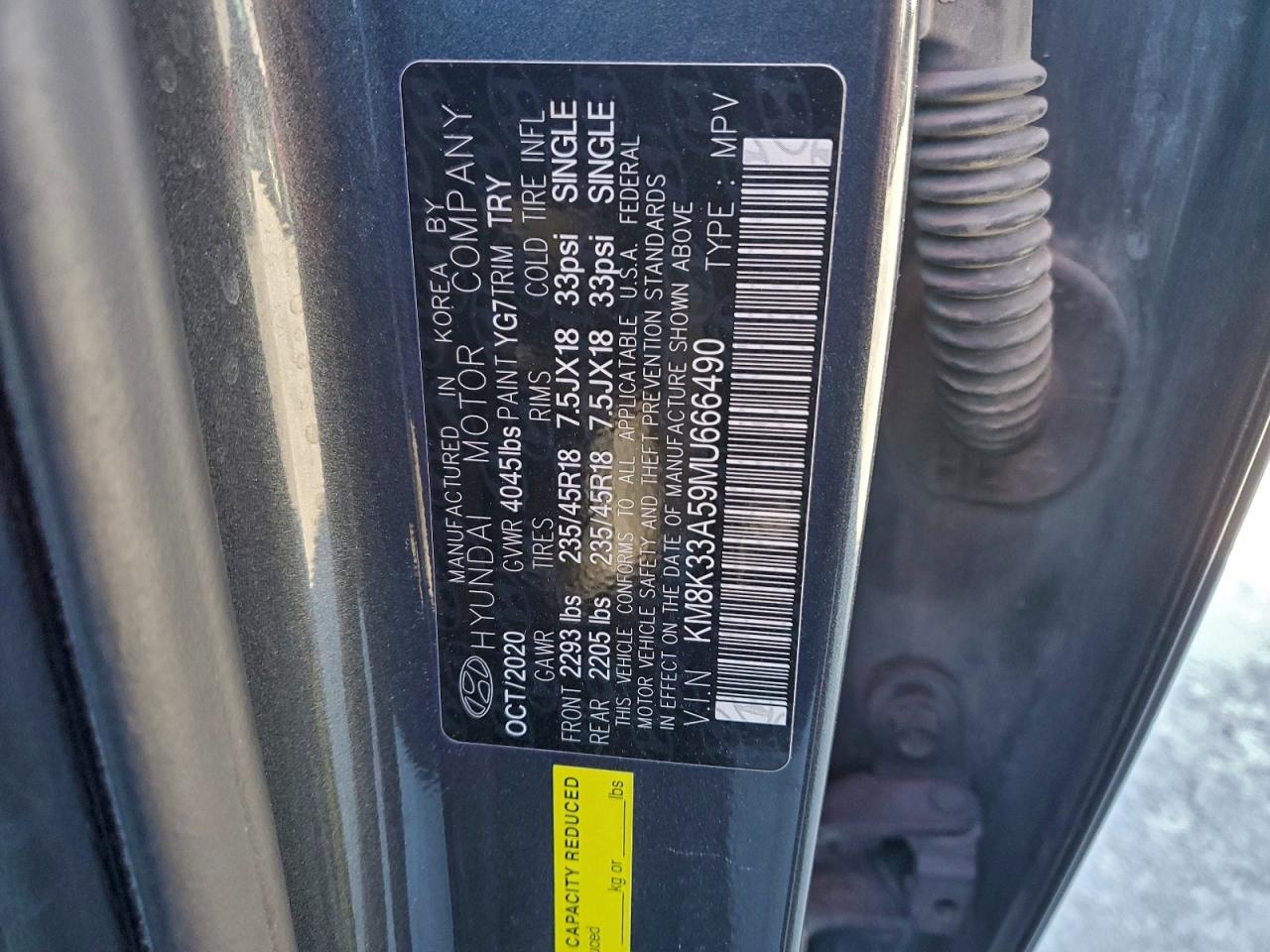 2021 Hyundai Kona Limited VIN: KM8K33A59MU666490 Lot: 94640055