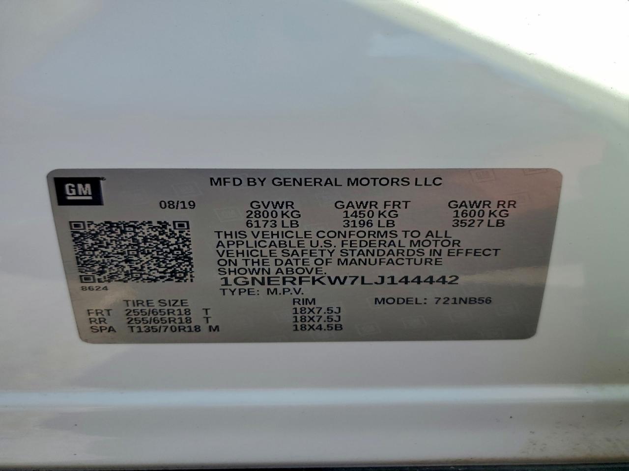 2020 Chevrolet Traverse Ls VIN: 1GNERFKW7LJ144442 Lot: 94597435