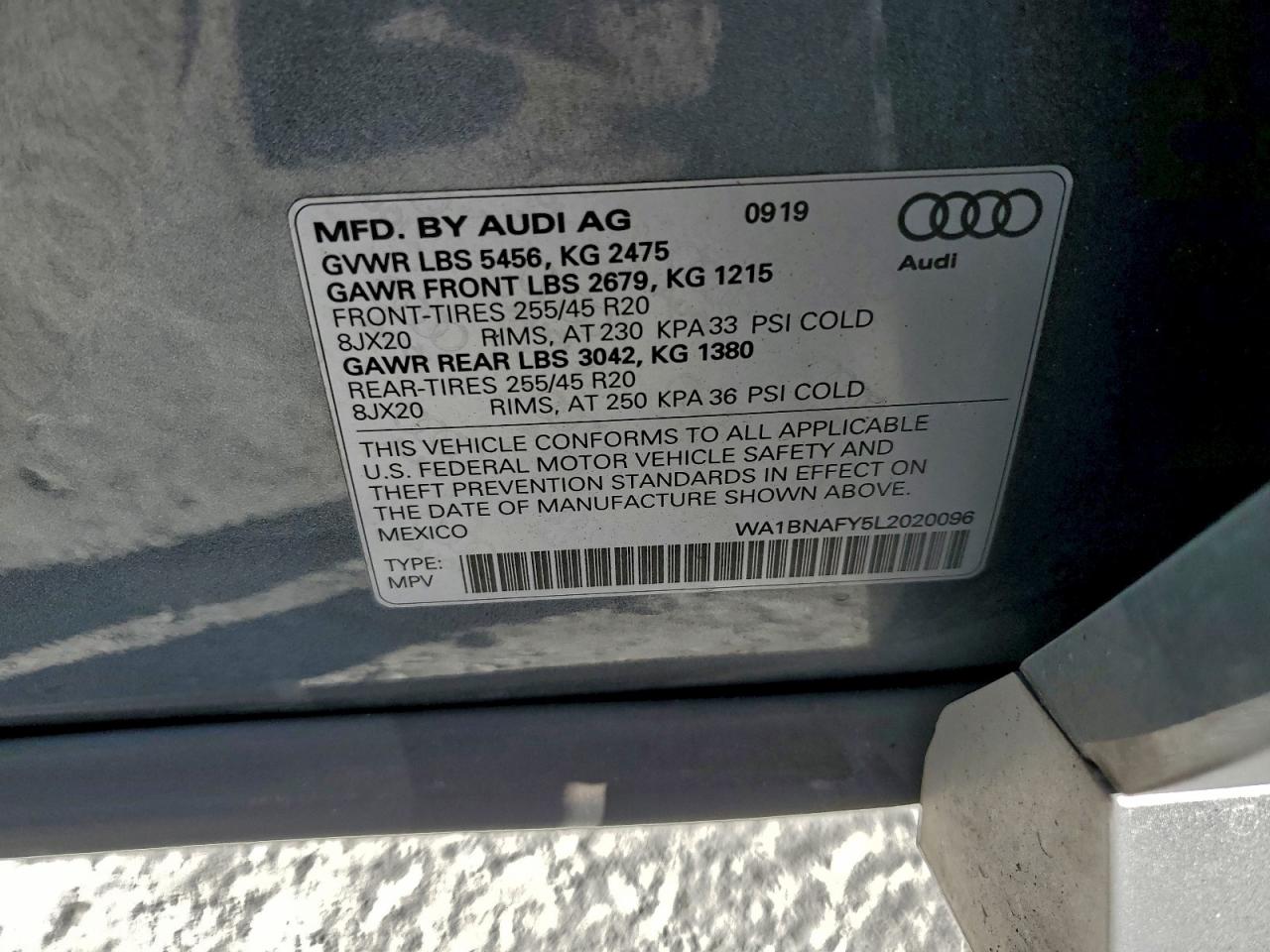 2020 Audi Q5 Premium Plus VIN: WA1BNAFY5L2020096 Lot: 93640105