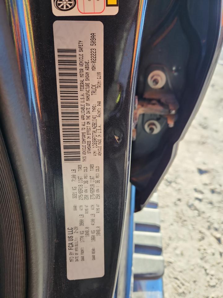 2020 Ram 1500 Laramie VIN: 1C6SRFDT0LN281141 Lot: 91440595