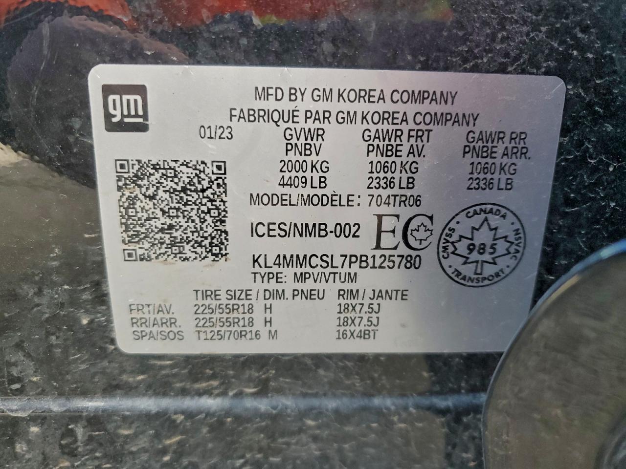 2023 Buick Encore Gx Preferred VIN: KL4MMCSL7PB125780 Lot: 94049885