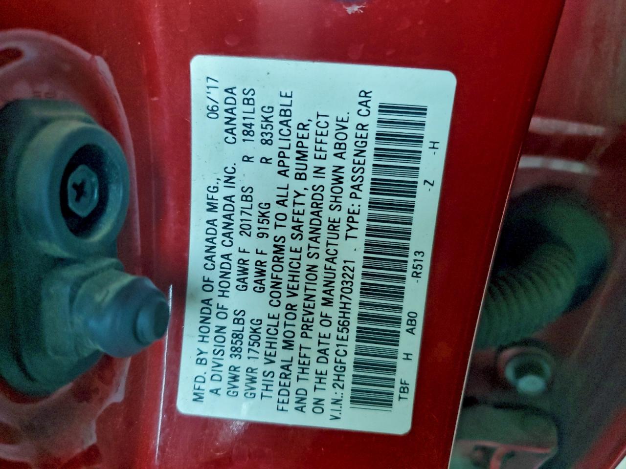 2017 Honda Civic Si VIN: 2HGFC1E56HH703221 Lot: 94579595