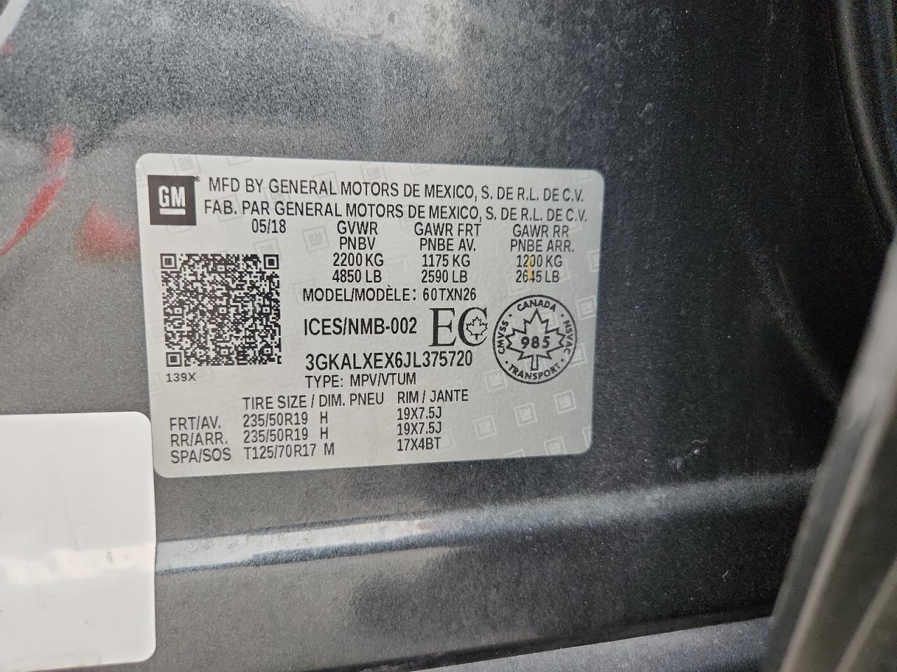 2018 GMC Terrain Denali VIN: 3GKALXEX6JL375720 Lot: 93692645