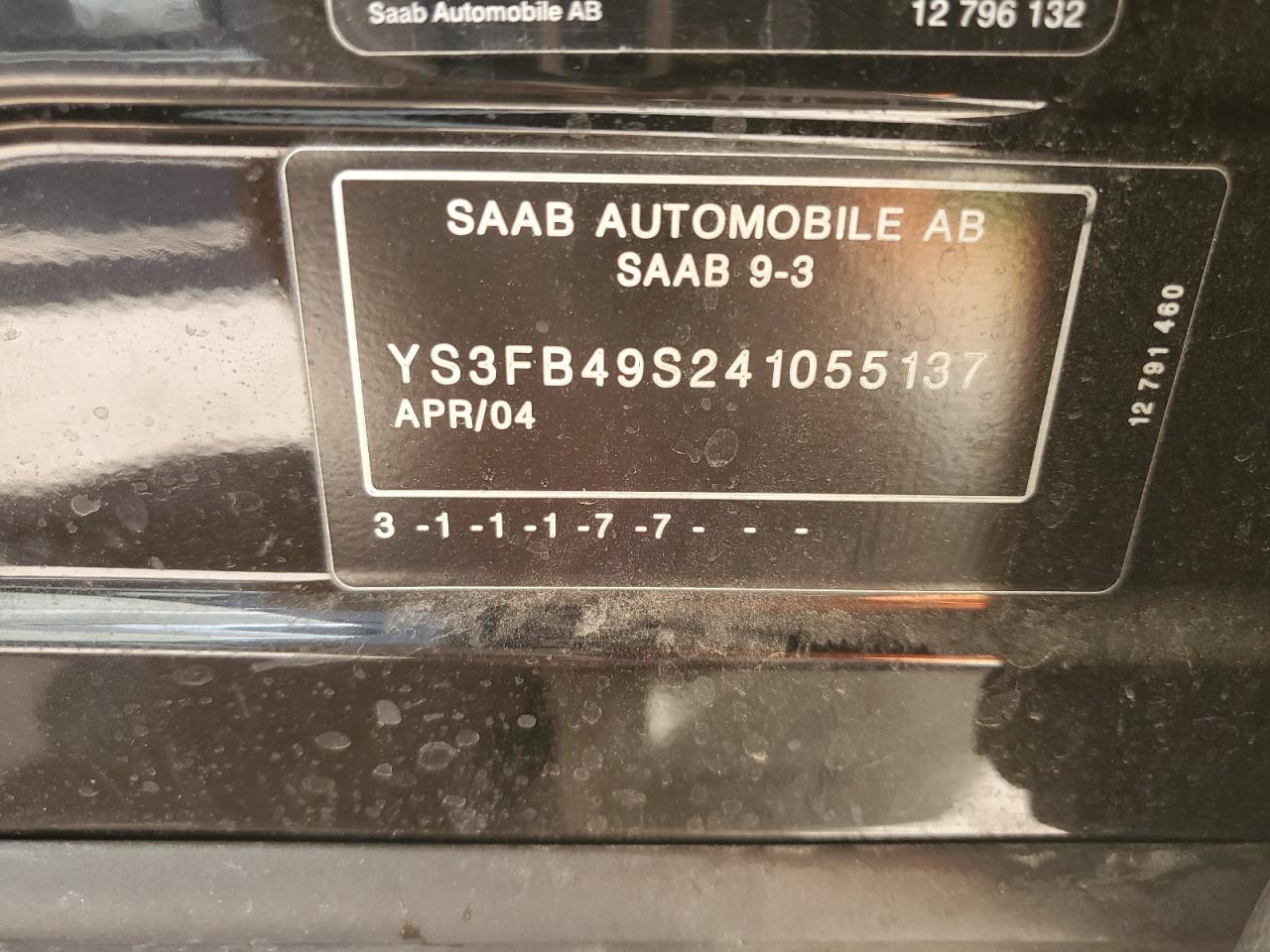 2004 Saab 9-3 Linear VIN: YS3FB49S241055137 Lot: 92872365