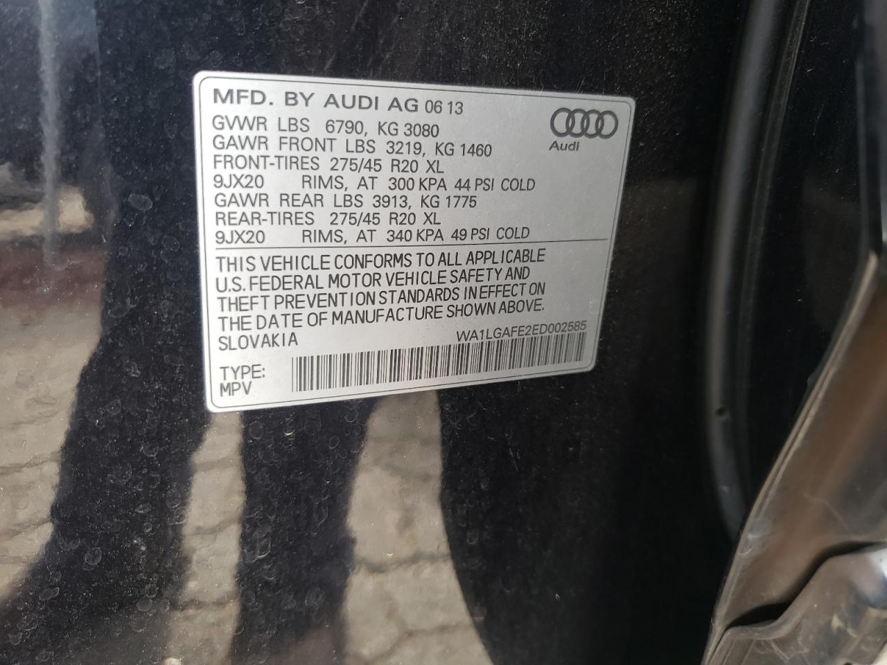 2014 Audi Q7 Premium Plus VIN: WA1LGAFE2ED002585 Lot: 93861075