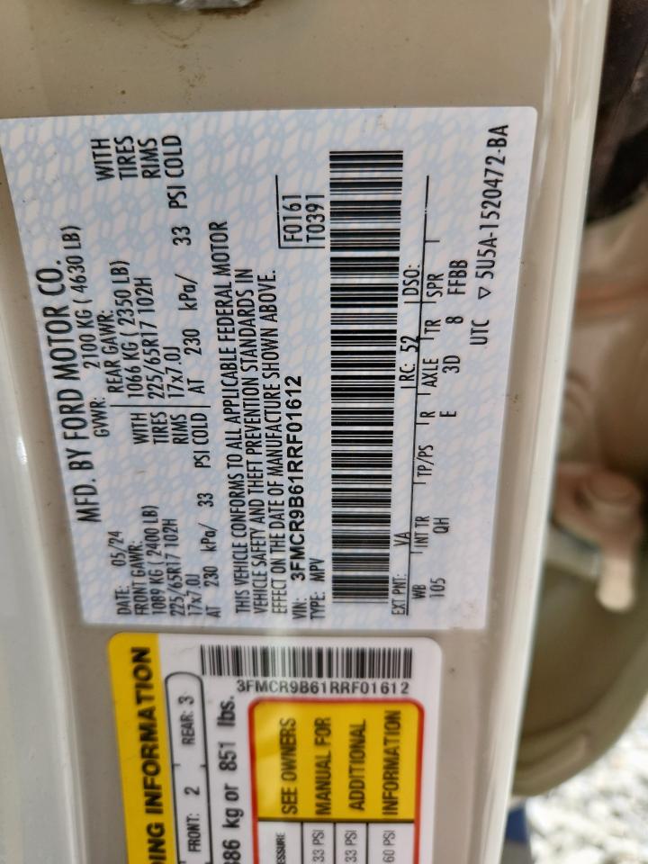 2024 Ford Bronco Sport Big Bend VIN: 3FMCR9B61RRF01612 Lot: 92313635