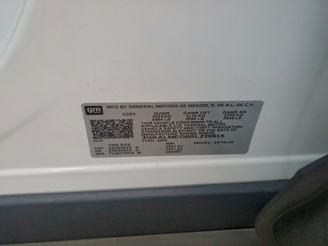 2024 GMC Terrain Sle VIN: 3GKALMEG6RL239615 Lot: 94299965