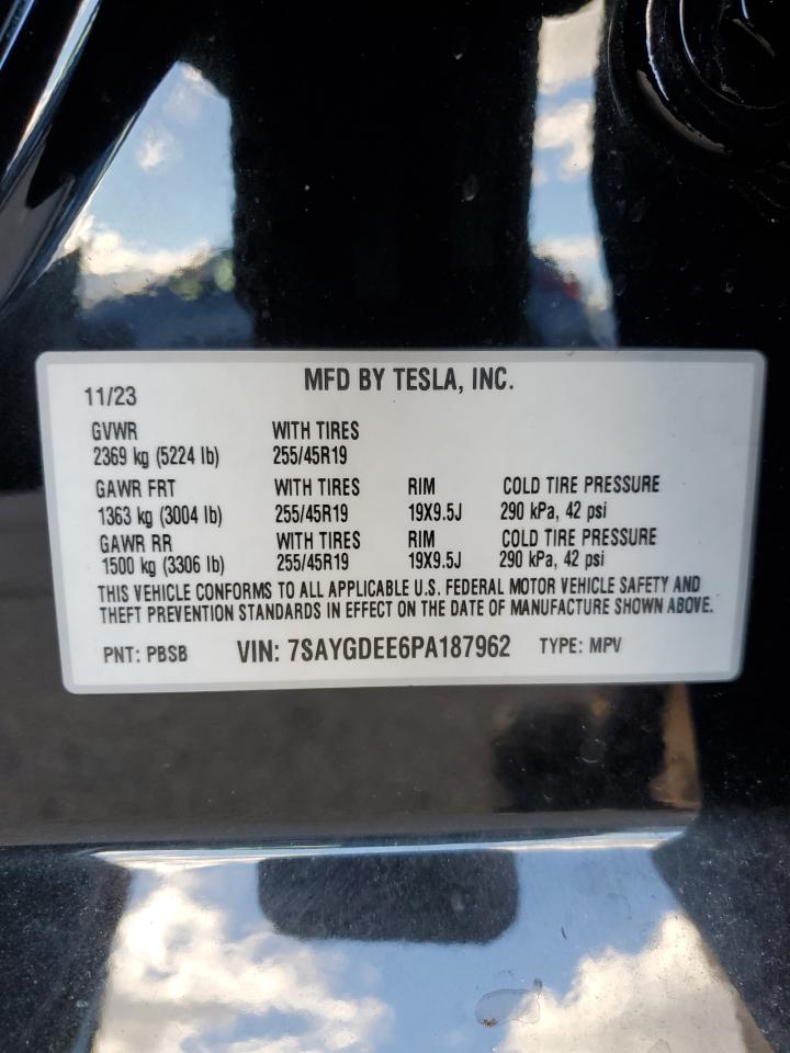 2023 Tesla Model Y VIN: 7SAYGDEE6PA187962 Lot: 91473115