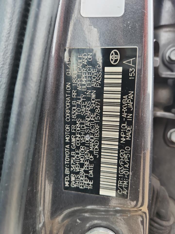 2015 Toyota Prius C VIN: JTDKDTB3XF1578471 Lot: 93832665